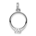 Sterling Silver Rhodium-platedCZ Polished Ring Charm