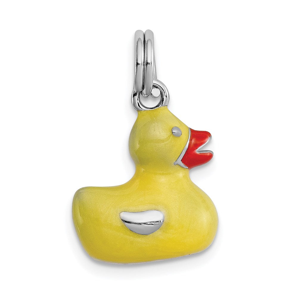 Sterling Silver Rhodium-plated Enameled Duck Charm