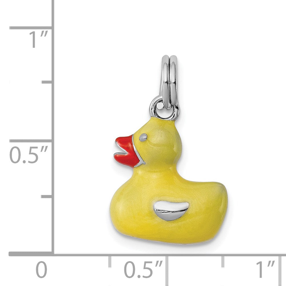 Sterling Silver Rhodium-plated Enameled Duck Charm