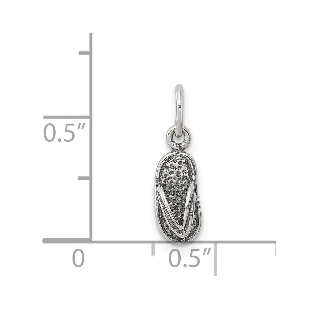 Sterling Silver Antiqued and Textured Flip Flop Charm