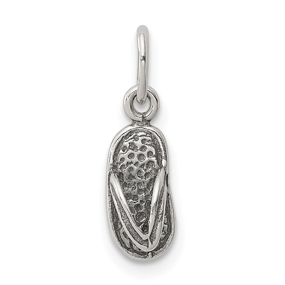 Sterling Silver Antiqued and Textured Flip Flop Charm