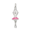 Sterling Silver Pink & White Enamel with Glitter Ballerina Charm