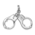 Sterling Silver Rhodium-platedPolished Movable Handcuffs Charm