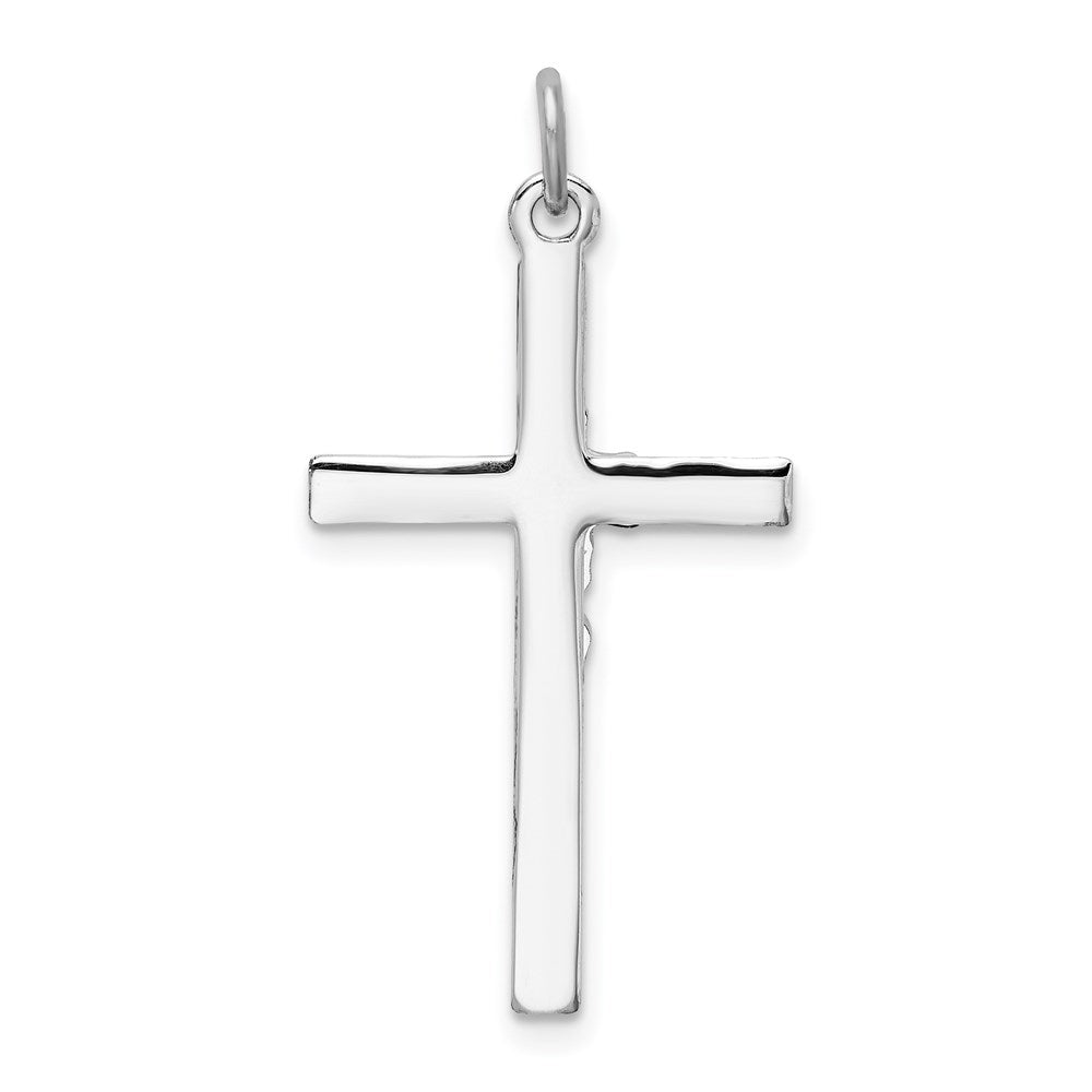 Sterling Silver Platinum-plated Polished Epoxy & Gold-plated Cross Pendant