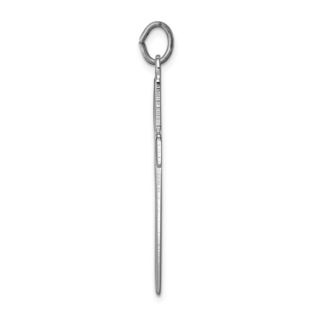 Sterling Silver Platinum-plated Brushed & Polished Enml Black Cross Pendant