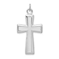 Sterling Silver Platinum-plated Polished and Satin Cross Pendant