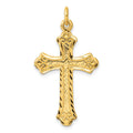 Sterling Silver Gold-tone Polished and D/C Cross Pendant