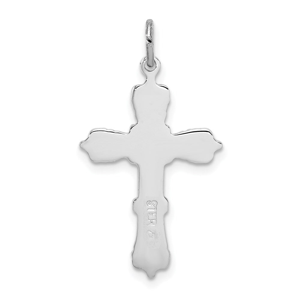 Sterling Silver Platinum-plated with Black Epoxy Cross Pendant