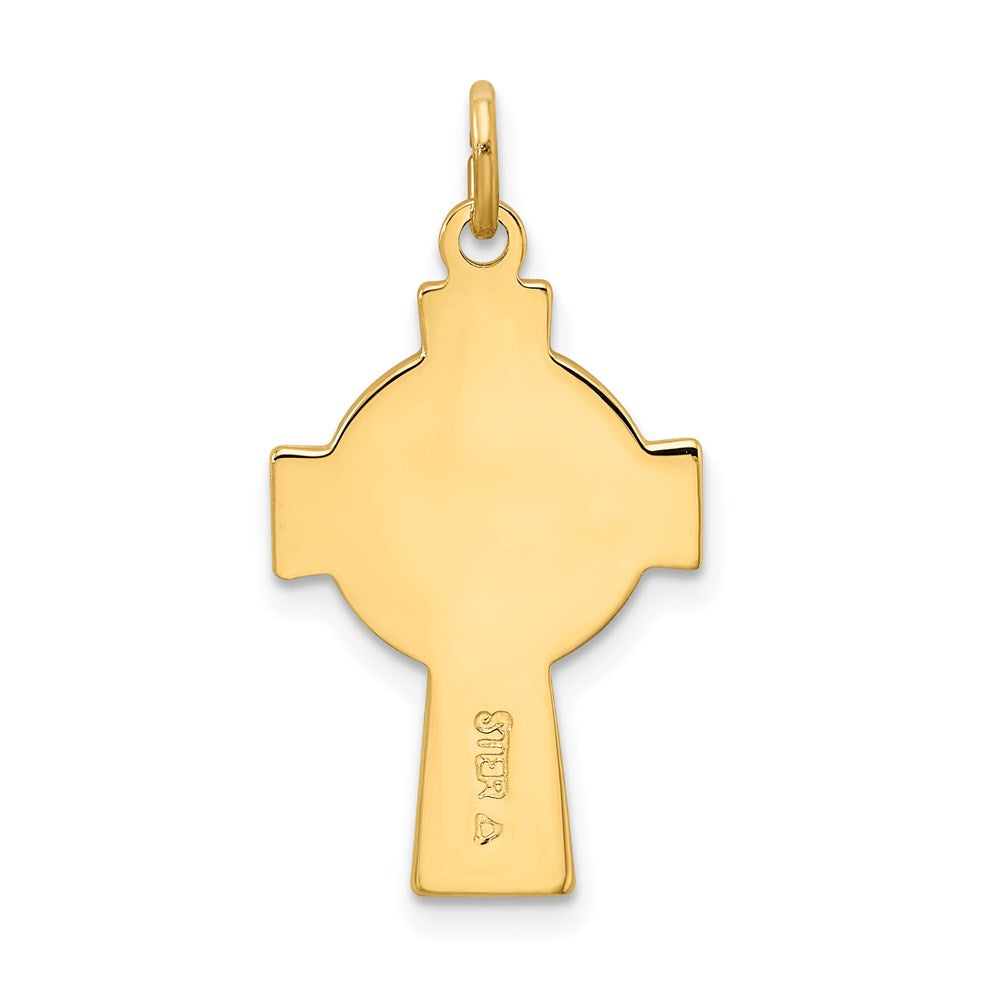 Sterling Silver Platinum-plated Polished/Gold-plated Epoxy Cross Pendant