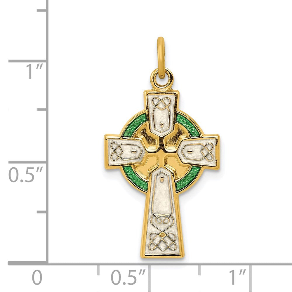Sterling Silver Platinum-plated Polished/Gold-plated Epoxy Cross Pendant