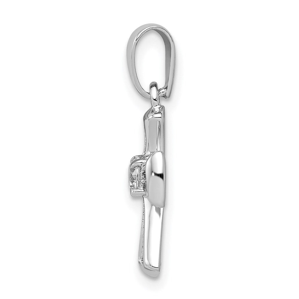 Sterling Silver Rhodium plated CZ Open Cross Pendant