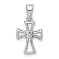 Sterling Silver Rhodium plated CZ Open Cross Pendant