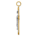 Sterling Silver Platinum-plated Satin/Polished Vermeil Corpus Cross Pendant
