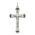 Sterling Silver Antiqued Satin Halo and Corpus Cross Pendant