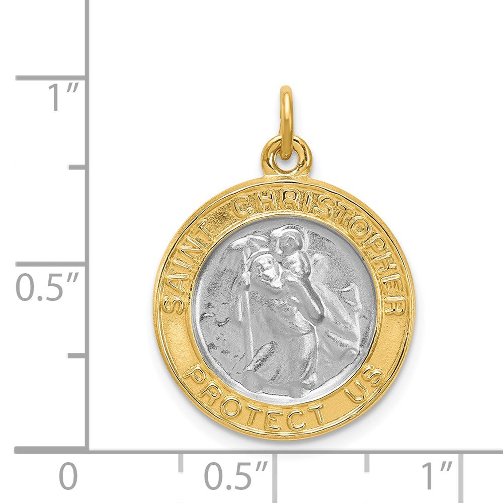Sterling Silver Platinum-plated & Gold-plated St. Christopher Medal