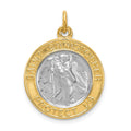 Sterling Silver Platinum-plated & Gold-plated St. Christopher Medal