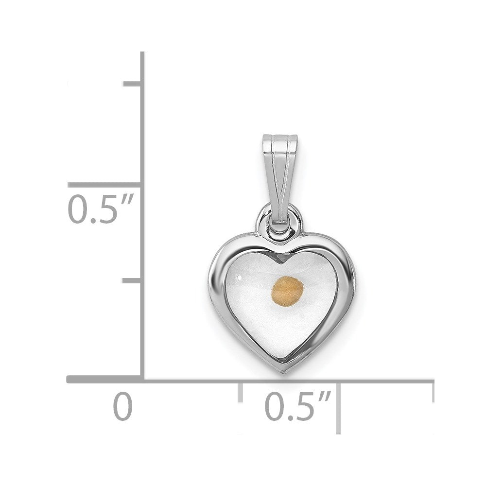 Sterling Silver Platinum-plated Small Heart with Mustard Seed Pendant