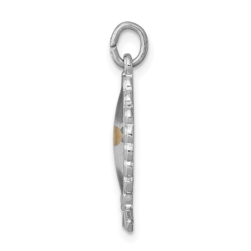 Sterling Silver Platinum-plated Epoxy Ichthus w/Mustard Seed Pendant