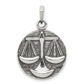 Sterling Silver Polished Antique Finish Libra Horoscope Zodiac Pendant