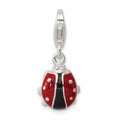 Sterling Silver Black/Red Enameled Ladybug Charm with Lobster Clasp