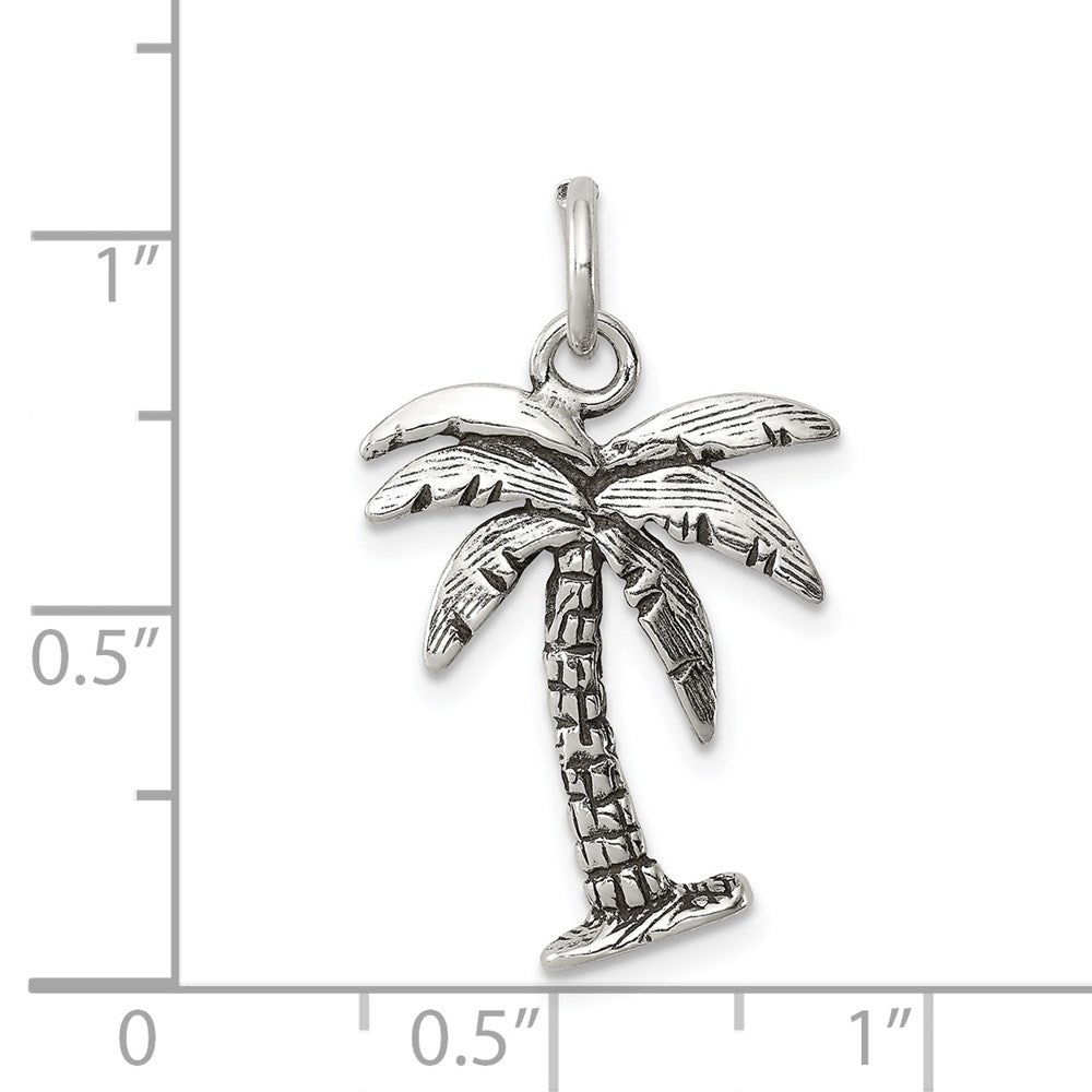 Sterling Silver Antiqued Palm Tree Charm