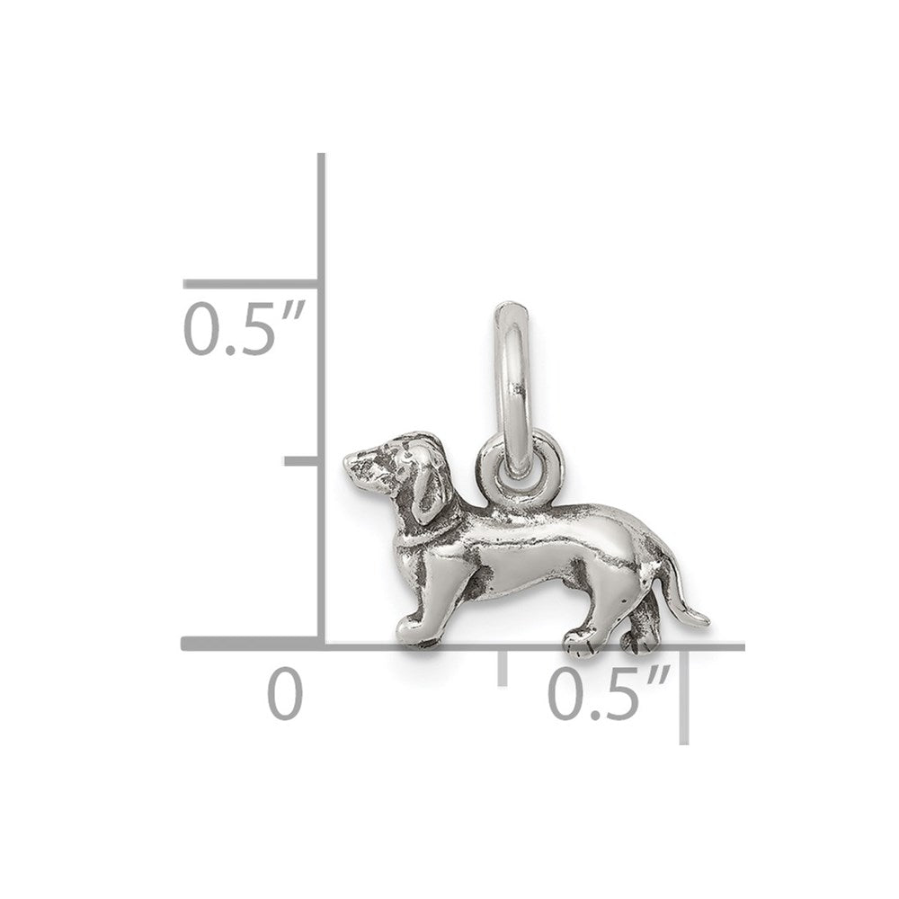Sterling Silver Antiqued Dog Charm
