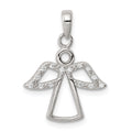 Sterling Silver Rhodium-plated Angel with CZ Wings Pendant