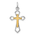 Sterling Silver Platinum-plated & Vermeil Cross Pendant