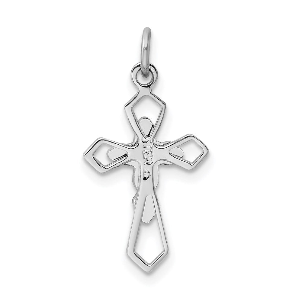 Sterling Silver Platinum-plated Polished Epoxy & Gold-plated Cross Pendant