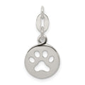 Sterling Silver Round Paw Print Pendant