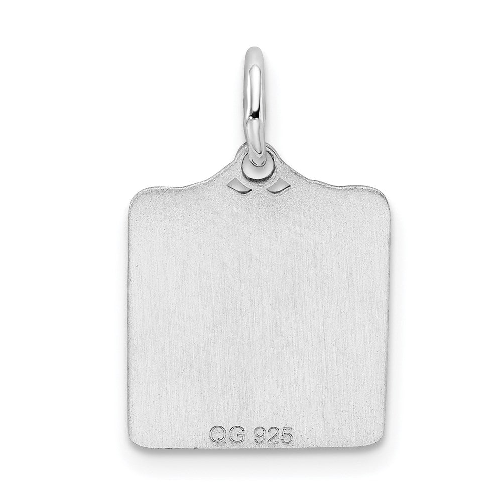 Sterling Silver Rhodium-plated Blue Birth Certificate Polished Charm