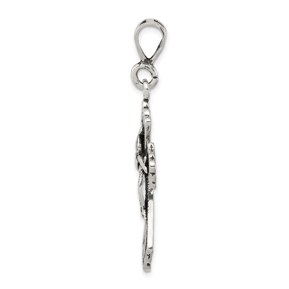 Sterling Silver Antiqued Textured Cross Pendant