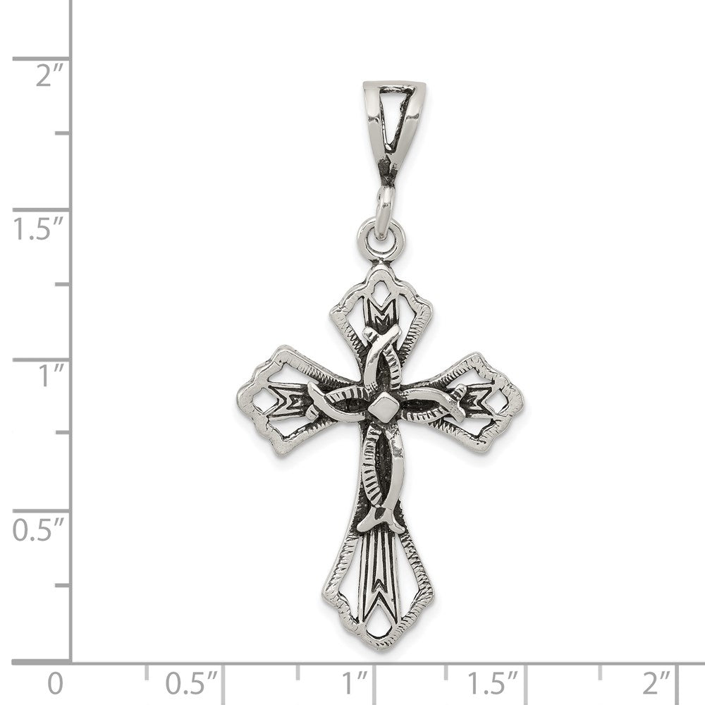 Sterling Silver Antiqued Textured Cross Pendant