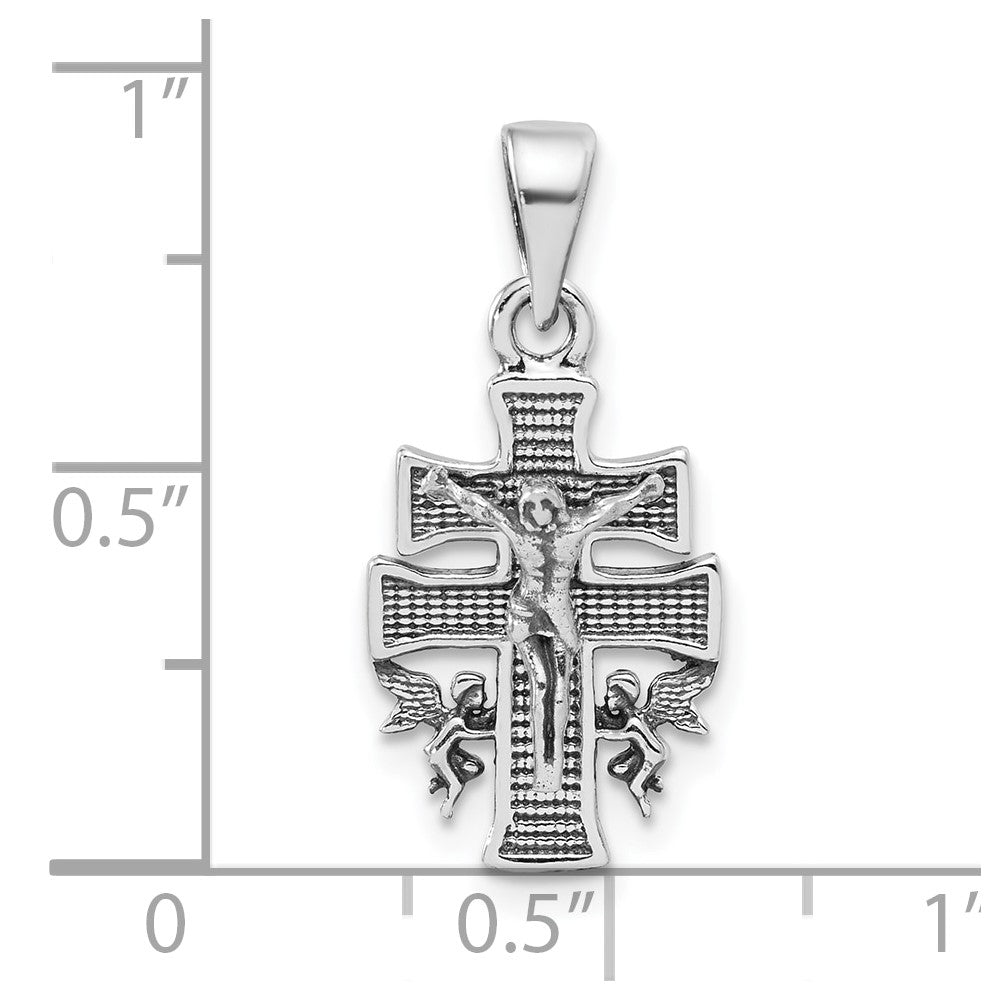 Sterling Silver Antiqued Mini INRI Crucifix Pendant
