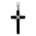 Sterling Silver Rhodium-plated Onyx Cross Pendant