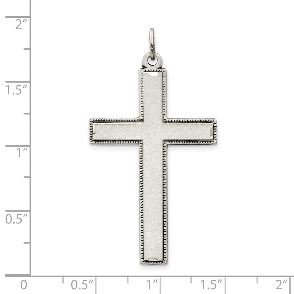 Sterling Silver Oxidized Cross w/ Prayer on Back Pendant