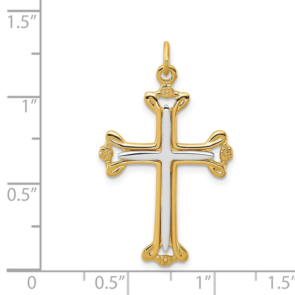 Sterling Silver Platinum-plated & Gold-tone Cross Pendant