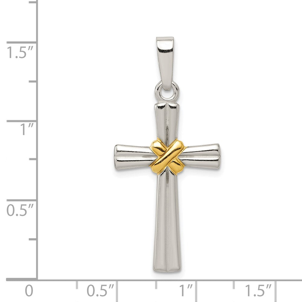 Sterling Silver & Gold-plated Polished Latin Cross Pendant