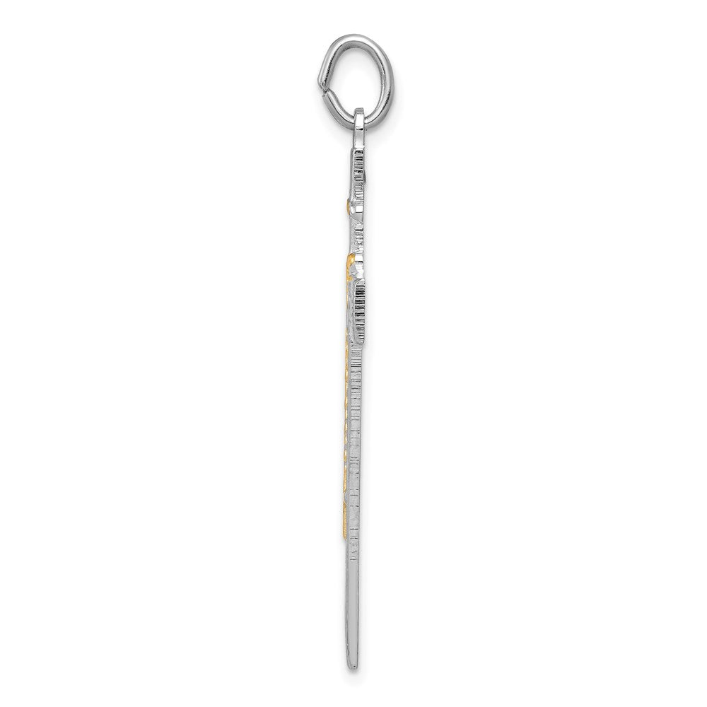 Sterling Silver Platinum-plated & Gold-tone Rosary on Cross Pendant