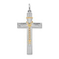 Sterling Silver Platinum-plated & Gold-tone Rosary on Cross Pendant