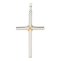 Sterling Silver Polished w/Gold-plated Rope Crucifix Pendant