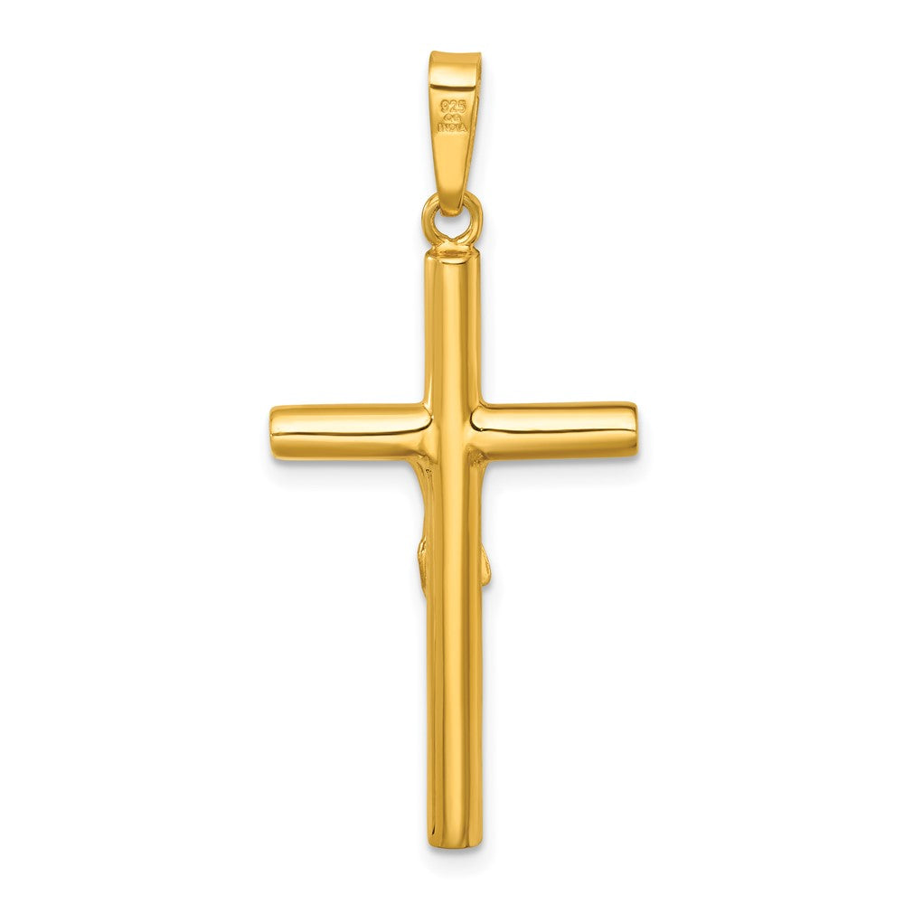 Sterling Silver Gold-tone Polished Crucifix Pendant