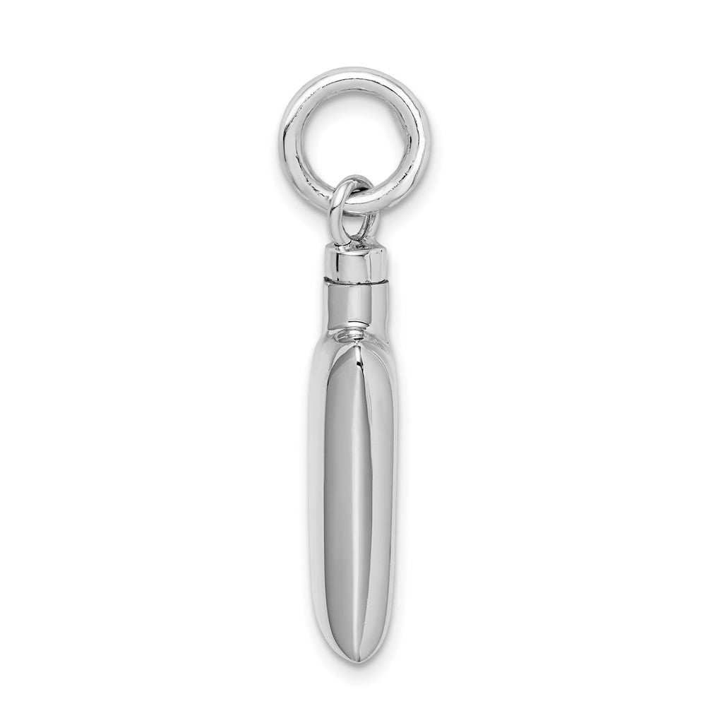 Sterling Silver Rhodium-plated Polished Rectangular Ash Holder Pendant