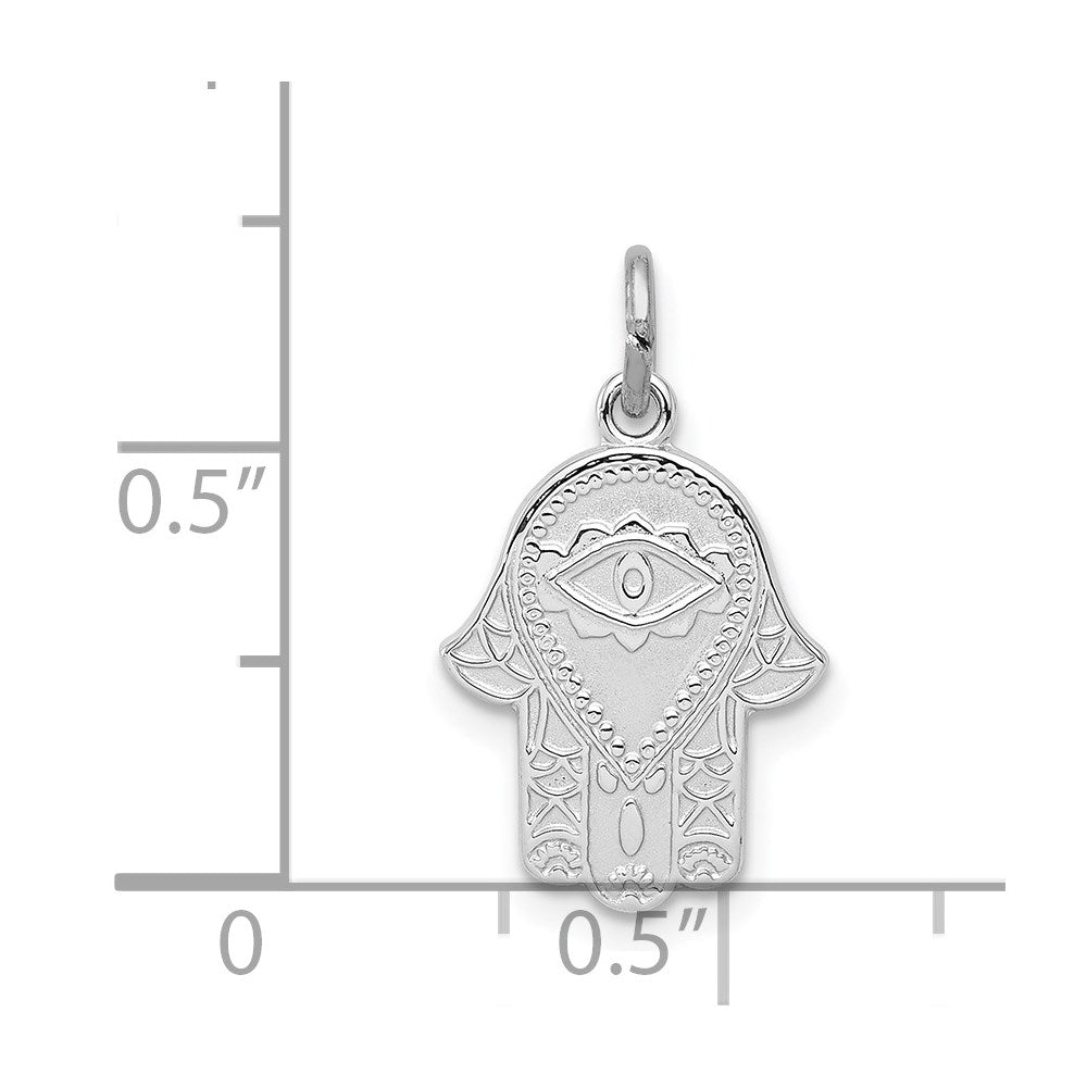 Sterling Silver Platinum-plated Polished Chamseh/Hamsa Pendant