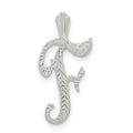 Sterling Silver Polished & Textured Letter F Initial Chain Slide