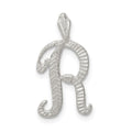 Sterling Silver Polished & Textured Letter R Initial Chain Slide