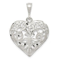 Sterling Silver Polished Filigree Heart Pendant