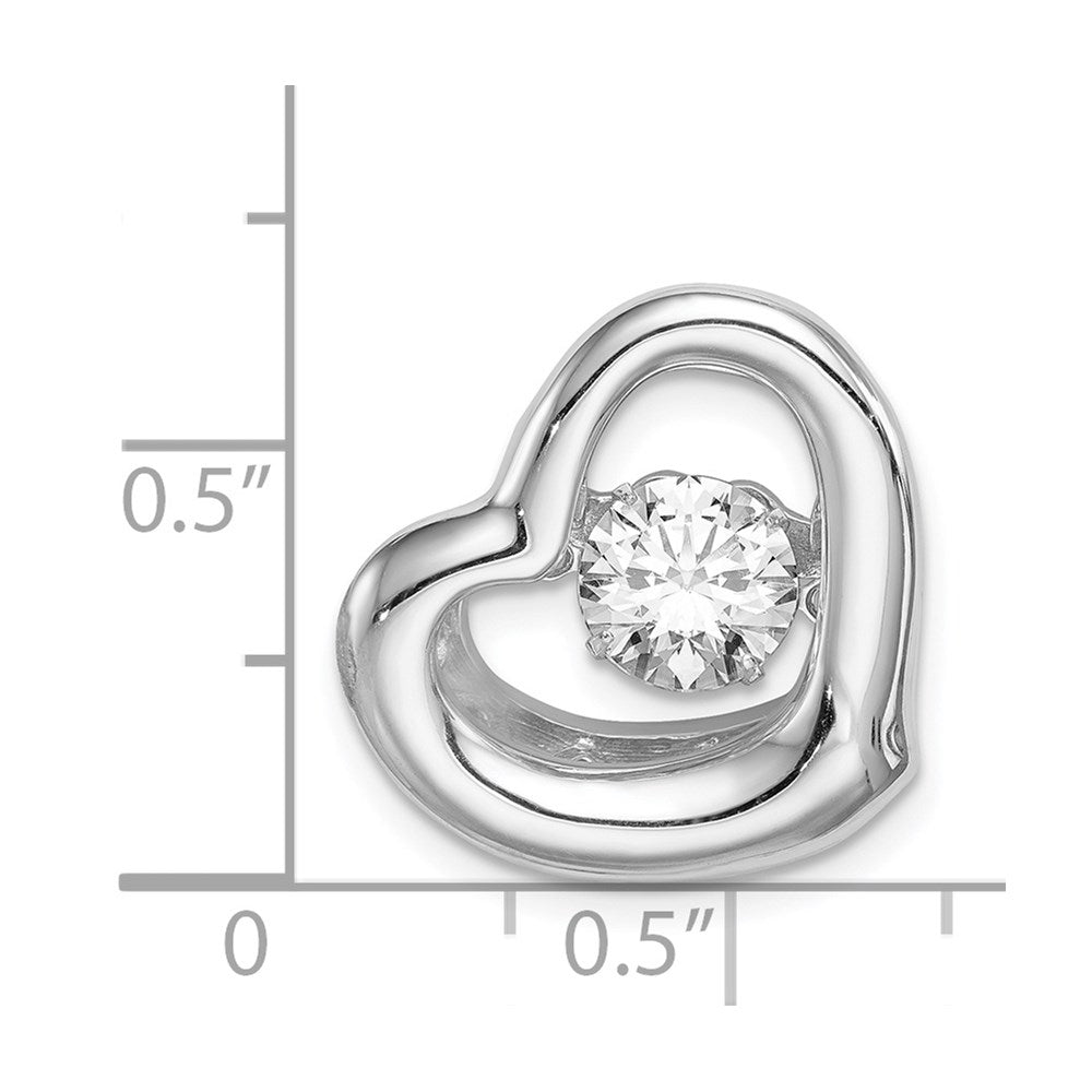Sterling Silver Platinum-plated Vibrant CZ Heart Pendant