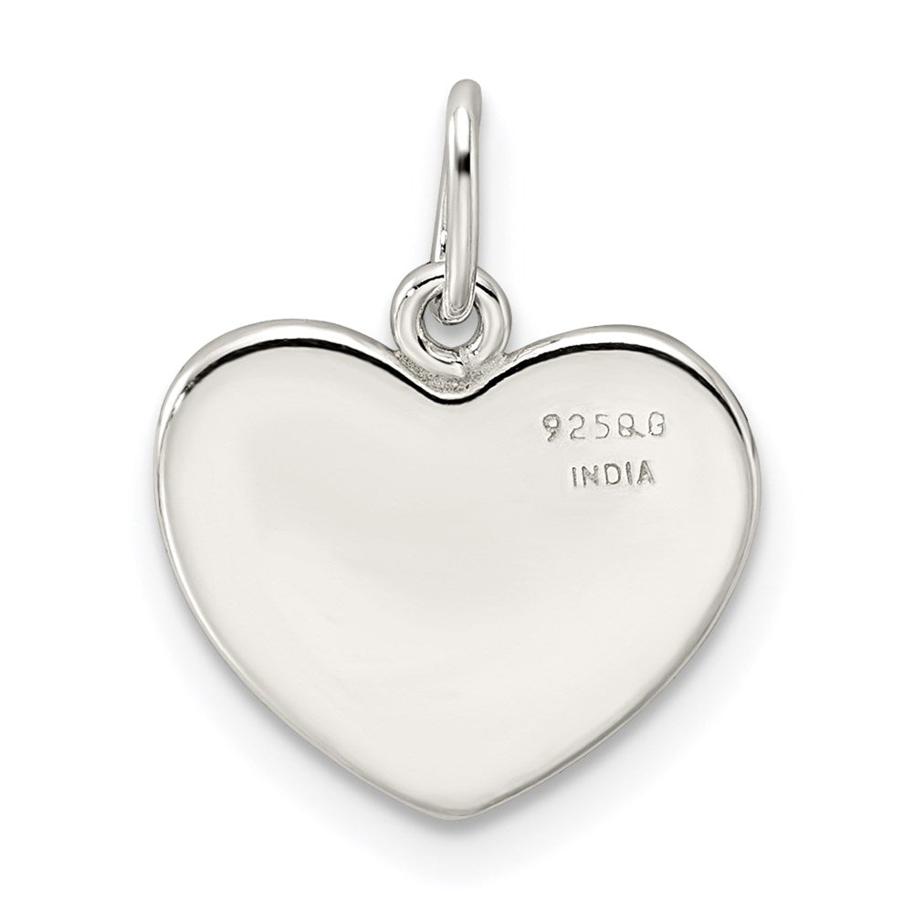 Sterling Silver Polished Enamel American Flag Heart Pendant