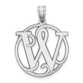 Sterling Silver Rhodium-plated Fancy Script Letter W Initial Pendant